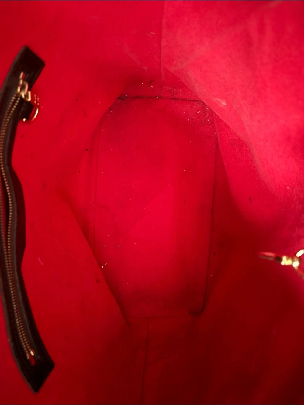 Louis Vuitton Damier Ebene Tote with Red Interior Trim